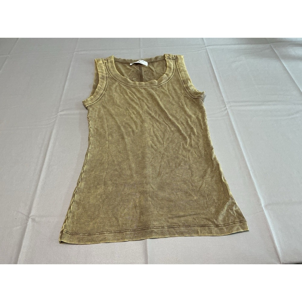 Zenana Women's M Olive Acid Wash Ribbed Tank Top Sleeveless Stretch NWOT